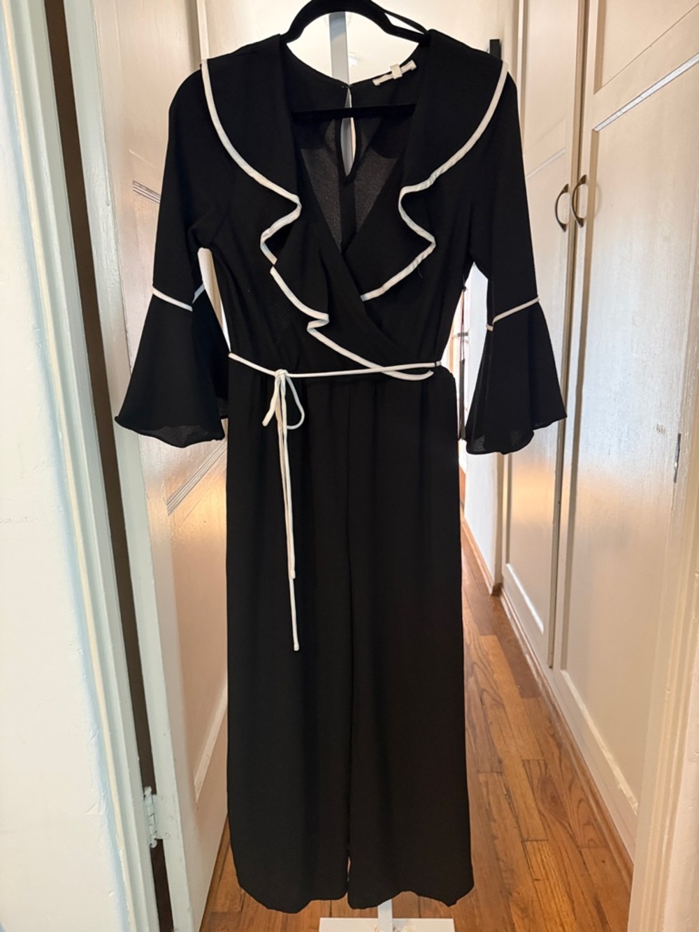 june & hudson Black Jumpsuit with White Trim